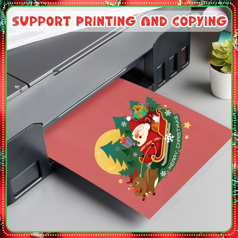 JULBEAR 30 Sheets Christmas Cardstock Paper, 5 Colors 8.5x11" Red Green Pastel Printer Construction Paper Christmas Crafts for Kids Scrapbook School Printing DIY Craft, Greeting Cards Birthdays - Image 4